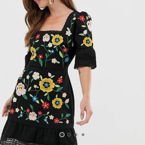 ASOS Embroidered Black Dress